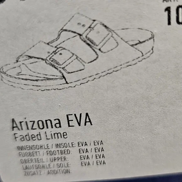 New Birkenstock Women Arizona EVA Faded Lime Waterproof Pool Slide Sandals 10 41 - Picture 7 of 7